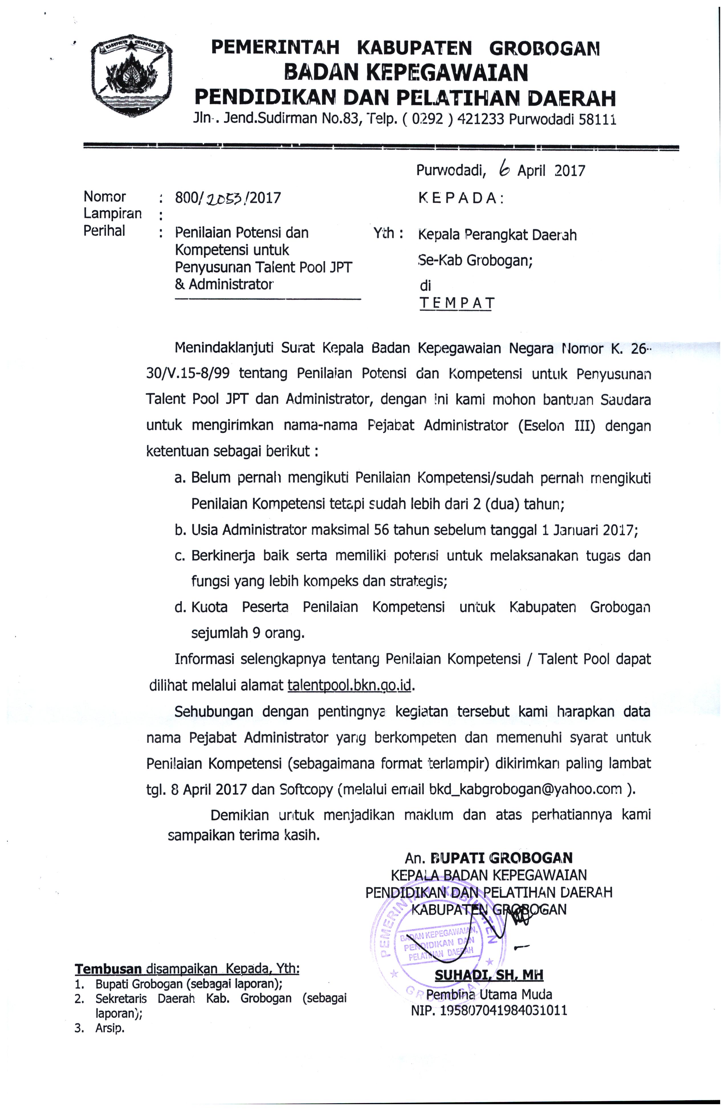 SURAT HAL DPN TALENT POOL